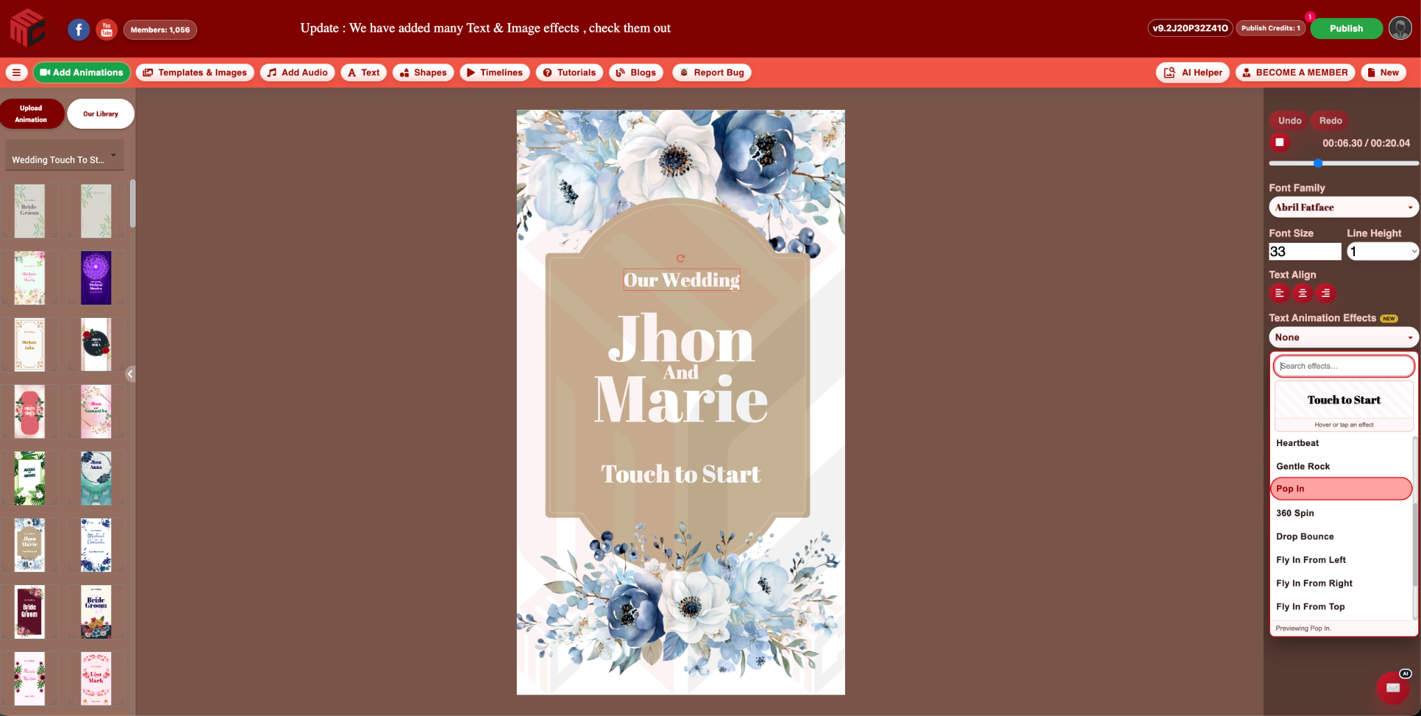 MyMirrorClub Adds 14 Text Animation Effects and 12 Image Animation Effects