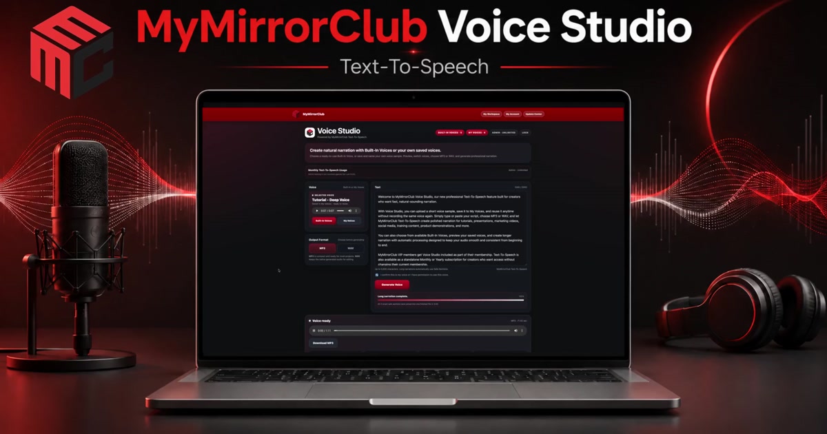 How to Create Text-to-Speech Voiceovers with MyMirrorClub Voice Studio