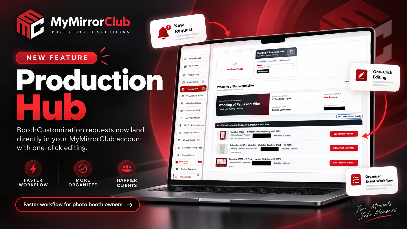 BoothCustomization client template and animation requests arriving in MyMirrorClub Production Hub