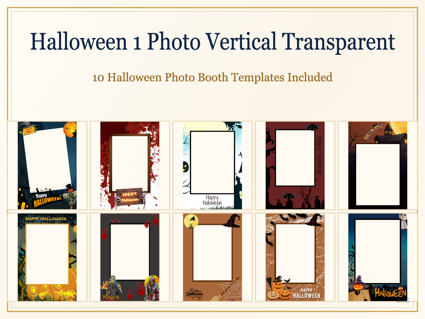 Halloween 1 Photo Vertical Transparent 10 Templates Box Set