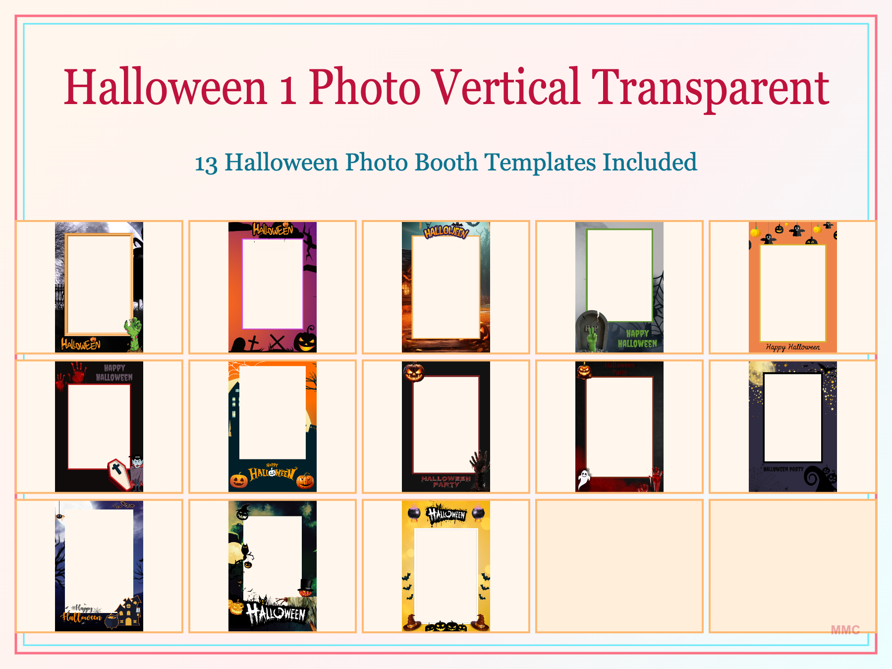 Halloween 1 Photo Vertical Transparent 13 Templates Box Set 4x6