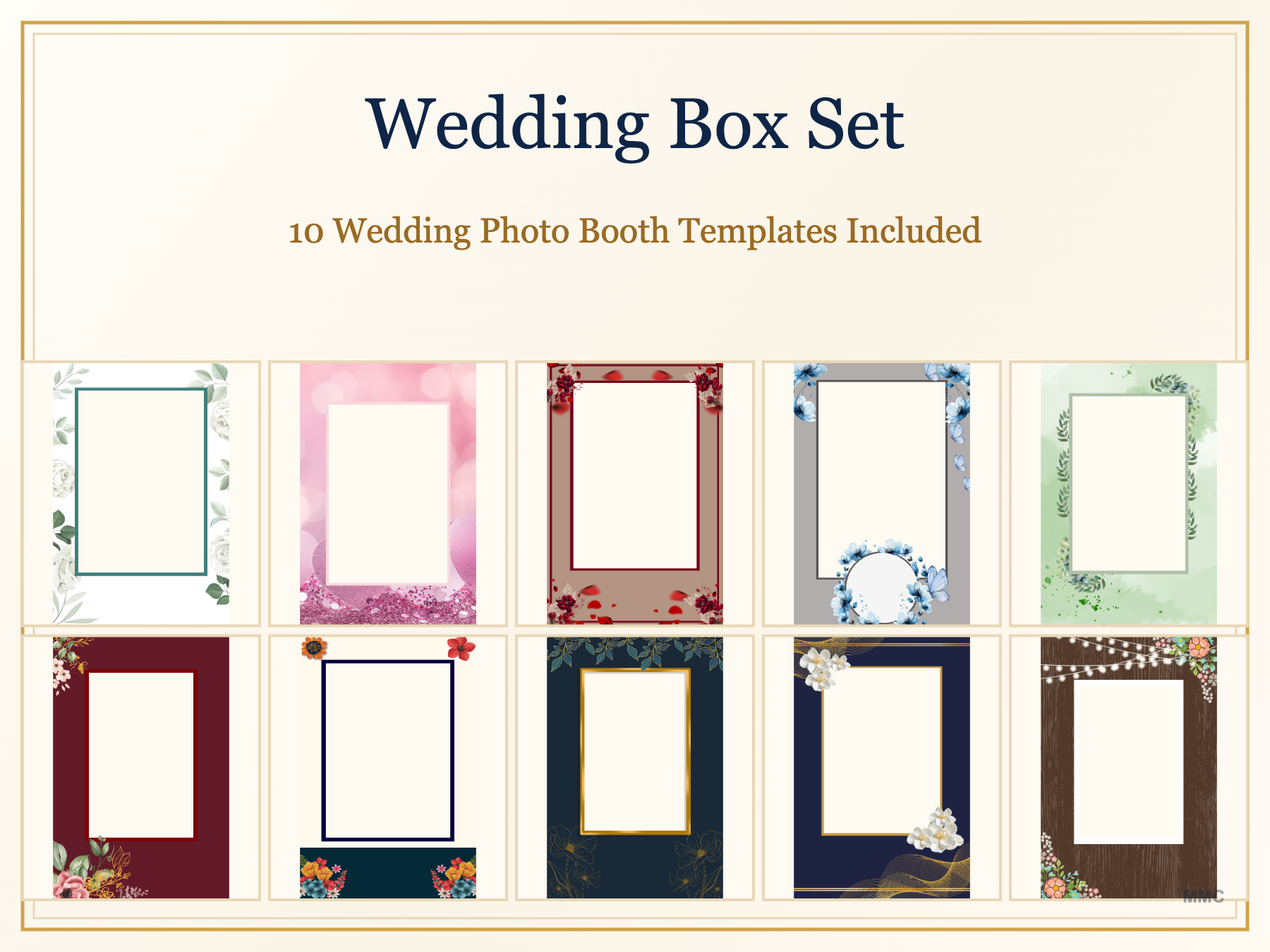 Wedding 10 Vertical Photo Booth Templates Box Set