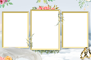Actual wedding 3-photo layout design from the MyMirrorClub editable photo booth template library