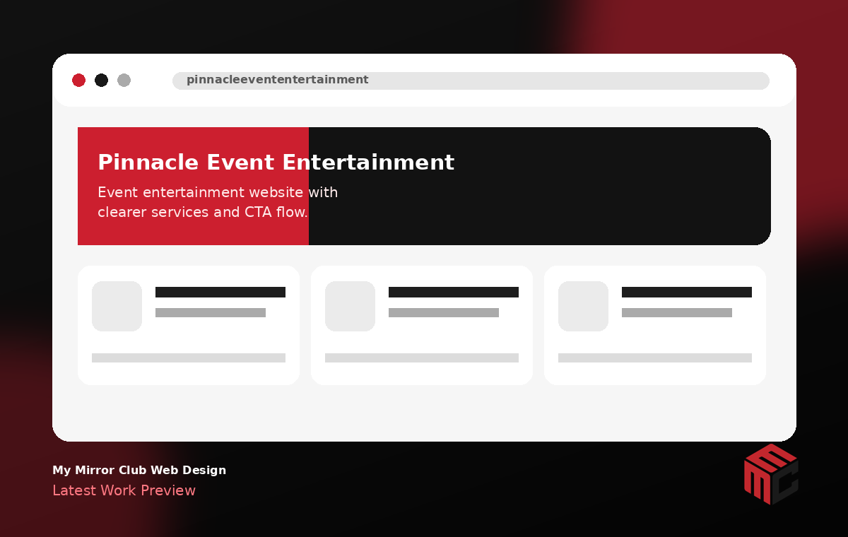 Pinnacle Event Entertainment Services homepage screenshot